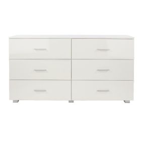 LINTON White Chest of Drawers - Large-sized, 6 Drawers, Double