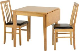 Vienna Drop Leaf Dining Set - Oak Brown Faux Leather