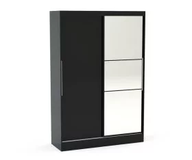 Lynx 2 Door Mirrored Sliding Wardrobe - Black