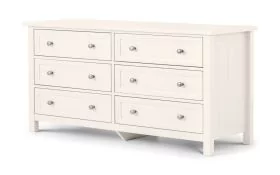 White Chest of Drawers - MALTON Large Chest  6 Drawers  Double Chest
