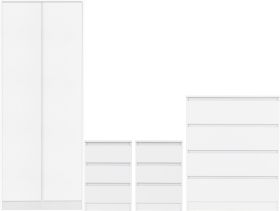 Wardrobe Set - MALDEN 2 Door Bedroom Set White 80cm