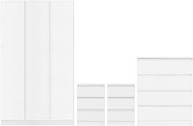 Wardrobe Set - MALDEN 3 Door Bedroom Set White 115cm