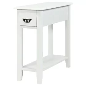 Bedside Table - BOSTON 2 Tier Nightstand White 60cm