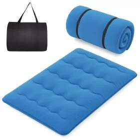 Double Mattress - Japanese Floor Mattress with Washable Cover and Carry Bag-Blue