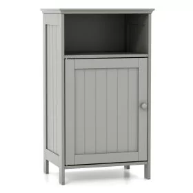 Bathroom Cabinet - Bathroom Floor Single Door Side Cabinet with Open Compartment-Grey