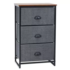 Bedside Table - ALBANY 3 Tier Nightstand Black 45cm