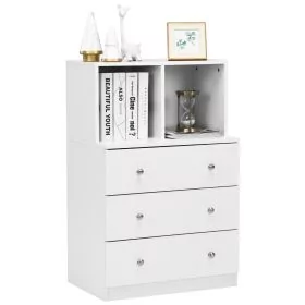 CORPUS White Chest of Drawers - Medium-sized, 3 Drawers, 2 Open Compartments