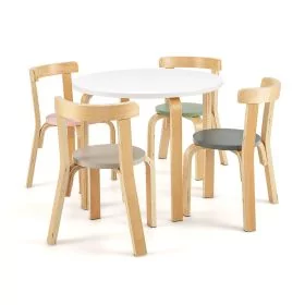 5 Pcss Kids Bentwood Curved Back Table and Chair Set - Pink and Grey