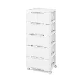 JULIAN White Chest of Drawers - Tallboy, Small-sized, 5 Drawers