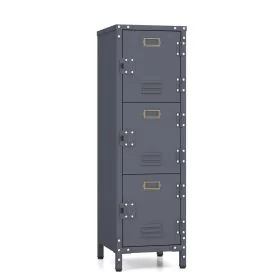 File Cabinet - 3-Tier Metal Organizer Storage Locker with Lockable Doors and Name Tags