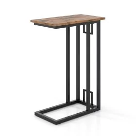 Side Table - C-Shaped Side Table Compact Sofa Side Table for Small Space-Rustic Brown