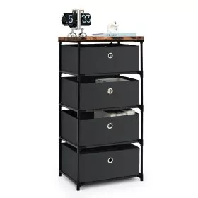 LOME Black Chest of Drawers - Tallboy, Small-sized, 4 Drawers
