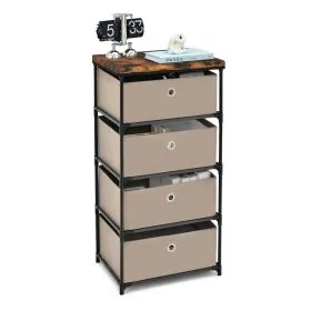 LAGOS Oak Finish Chest of Drawers - Tallboy, Small-sized, 4 Drawers