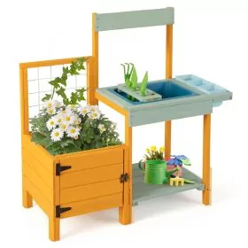 Kids Kitchen Toy - Kids Outdoor Potting Bench with Planter Box Wooden Toy Gardening Center