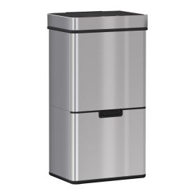 72L Recycling Sensor Bin Stainless Steel 3 Compartments For Both Wet/Dry Waste w/Removable Lid Kitchen Home