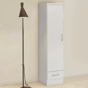 Wardrobe - NEWBIGGIN 1 Door Wardrobe White Gloss 40cm