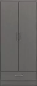 Wardrobe - NEWBIGGIN 2 Door Wardrobe 3D Effect Grey 78cm