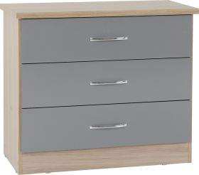 NEWBIGGIN II Grey Chest of Drawers - Medium-sized, 3 Drawers