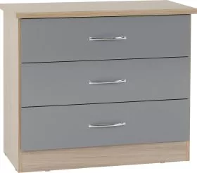 NEWBIGGIN II Grey Chest of Drawers - Medium-sized, 3 Drawers