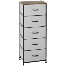 HERON Grey Chest of Drawers - Tallboy, Medium-sized, 5 Drawers