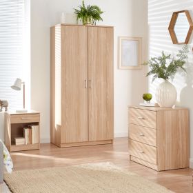 Wardrobe Set - PRADA 2 Door Bedroom Set 3 Piece Oak 79cm