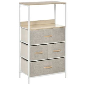 HERON X Grey Chest of Drawers - Medium-sized, 4 Drawers, Fabric
