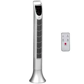 Freestanding Tower Fan, 3 Speed 3 Mode, 7.5h Timer, 70 Degree Oscillation, LED Panel, 5M Remote Controller, Silver