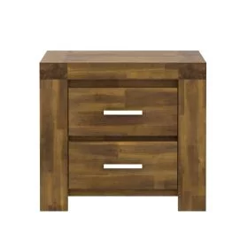 Bedside Table - LUXURIOUS 2 Drawer Nightstand Brown 59.5cm