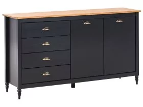 Pine Wood 2 Door Sideboard Black SHILLINGTON