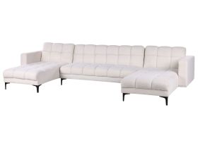 5 Seater U-Shaped Boucle Sofa Bed White ALNES