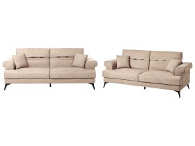 Fabric Living Room Set Light Brown SKIVE
