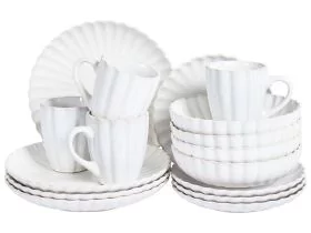 Set of 16 Dinnerware NETTLE Stoneware Off-White