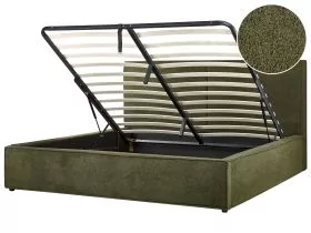 MOSSAC Ottoman Bedframe Boucle 180 x 200cm EU Super Kingsize Bed Dark Green