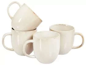 Set of 4 Mugs GINSENG Stoneware Light Beige