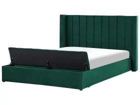 NOVA Waterbed with Storage Bench Velvet 180 x 200cm EU Super Kingsize Bedframe Green