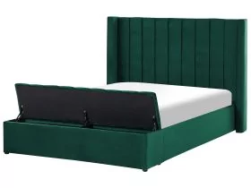 NOVA Waterbed with Storage Bench Velvet 140 x 200cm EU Double Bedframe Green