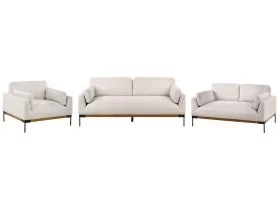 Fabric Living Room Set Light Beige SKAVEN