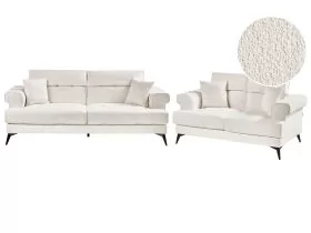 Boucle Living Room Set White SKIVE