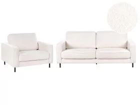 Boucle Living Room Set White SAVALEN