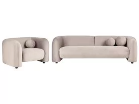 4 Seater Velvet Living Room Set Taupe LEIREN