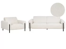 Corduroy Living Room Set White ASKIM