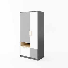 Wardrobe - PEORIA 2 Door Wardrobe Grey and White Matt 90cm