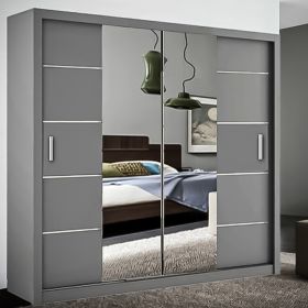 Lisbane Grey Sliding Door Wardrobe - 150cm 180cm and 203cm