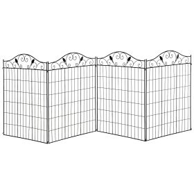 Garden Decorative Fence 4 Panels 44in x 12ft Metal Wire Landscape Border Edging