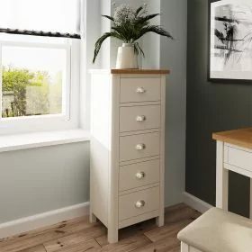 DUNFERMLINE Grey Chest of Drawers - Tallboy, Medium-sized, 5 Drawers, Ready Assembled