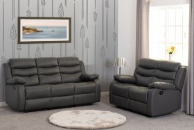 Roma 3+2 Recliner Suite - Grey Faux Leather