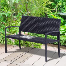 Rattan Chair 2-Seater Loveseat-Black