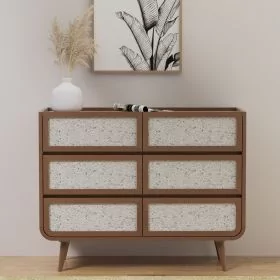 ALFIE Pine Finish Chest of Drawers - Large-sized, 6 Drawers, Double