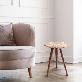ABBY Natural Agate End Table - Brown