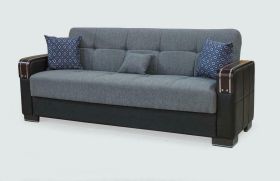 High Quality Fabric 3 Seater Sofabed with Foldable Backrests - Grey